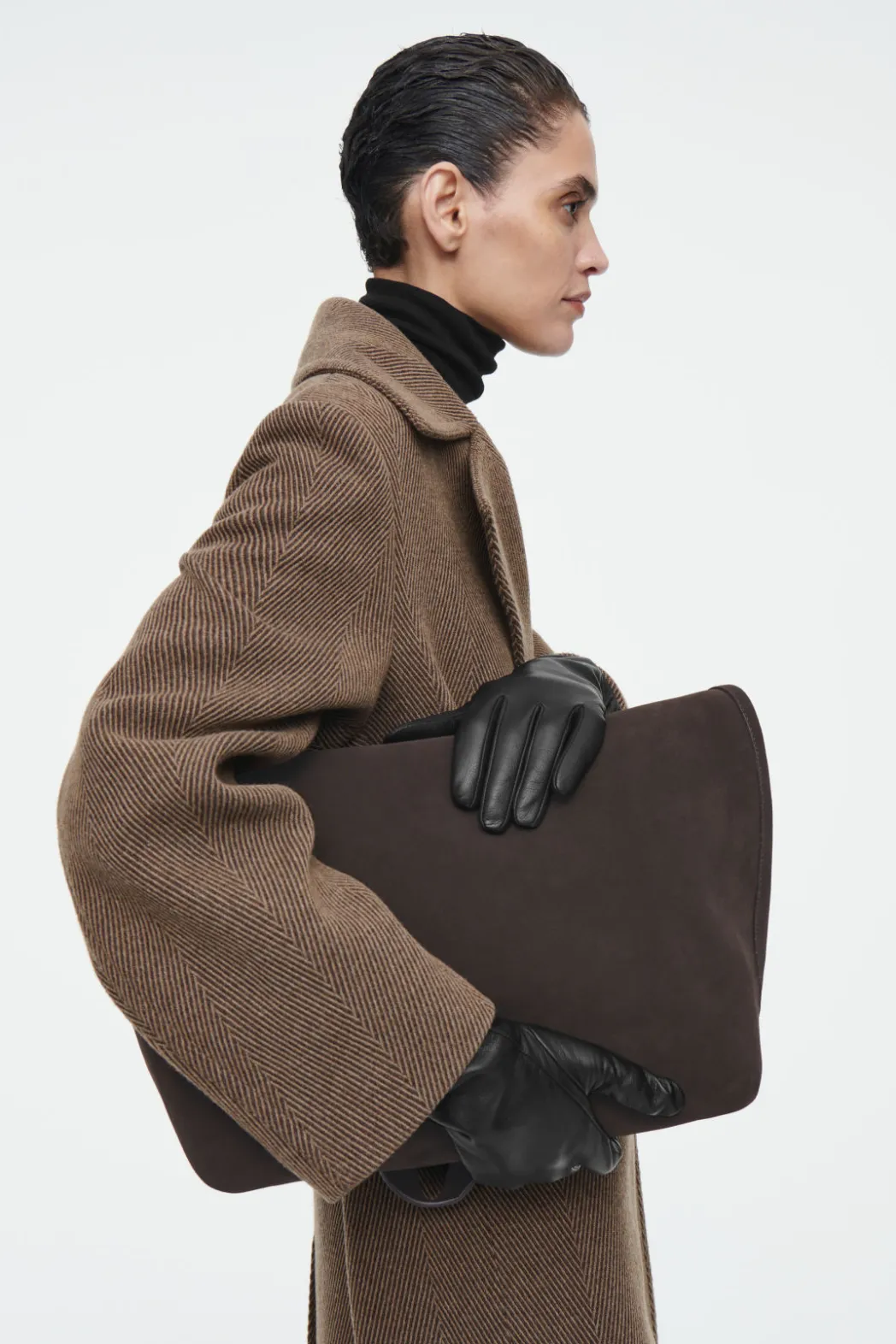 Outlet COS CASHMERE-LINED LEATHER GLOVES BLACK