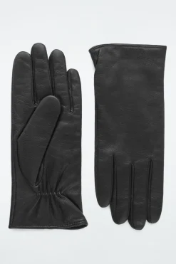 Outlet COS CASHMERE-LINED LEATHER GLOVES BLACK