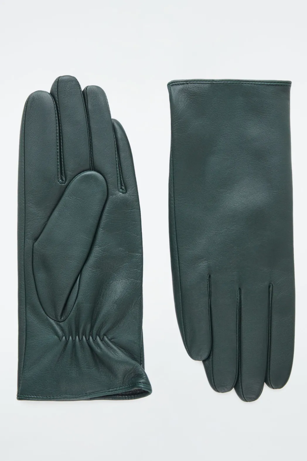 Online COS CASHMERE-LINED LEATHER GLOVES DARK GREEN