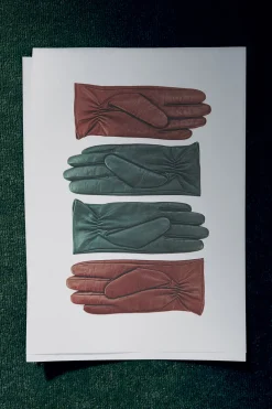 Online COS CASHMERE-LINED LEATHER GLOVES DARK GREEN