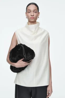 Clearance COS CAVATELLI CLUTCH - FAUX FUR BLACK