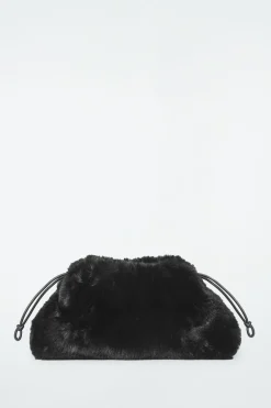 Clearance COS CAVATELLI CLUTCH - FAUX FUR BLACK