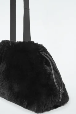 Clearance COS CAVATELLI CLUTCH - FAUX FUR BLACK