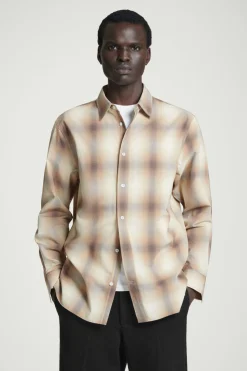 Clearance COS CHECKED COTTON SHIRT BEIGE / CHECKED