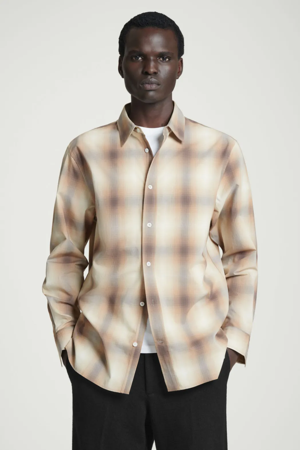 Clearance COS CHECKED COTTON SHIRT BEIGE / CHECKED