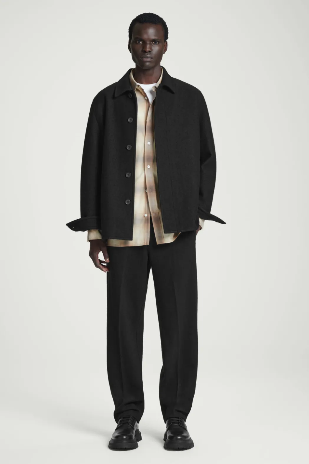 Clearance COS CHECKED COTTON SHIRT BEIGE / CHECKED