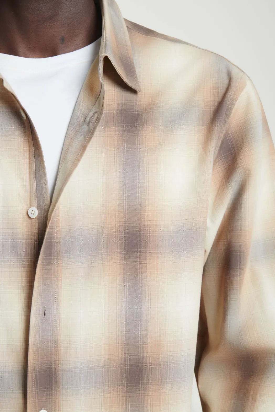 Clearance COS CHECKED COTTON SHIRT BEIGE / CHECKED