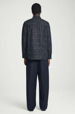 New COS CHECKED WOOL OVERSHIRT NAVY / CHECKED
