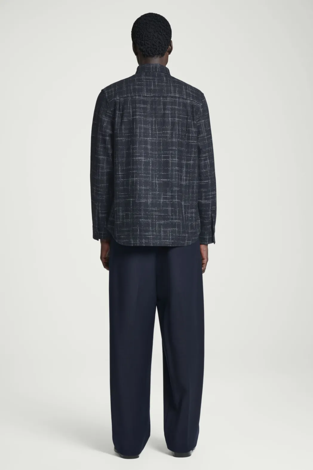 New COS CHECKED WOOL OVERSHIRT NAVY / CHECKED