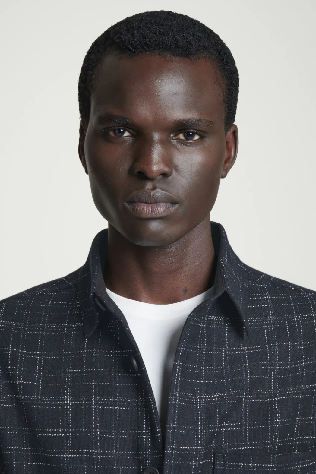 New COS CHECKED WOOL OVERSHIRT NAVY / CHECKED
