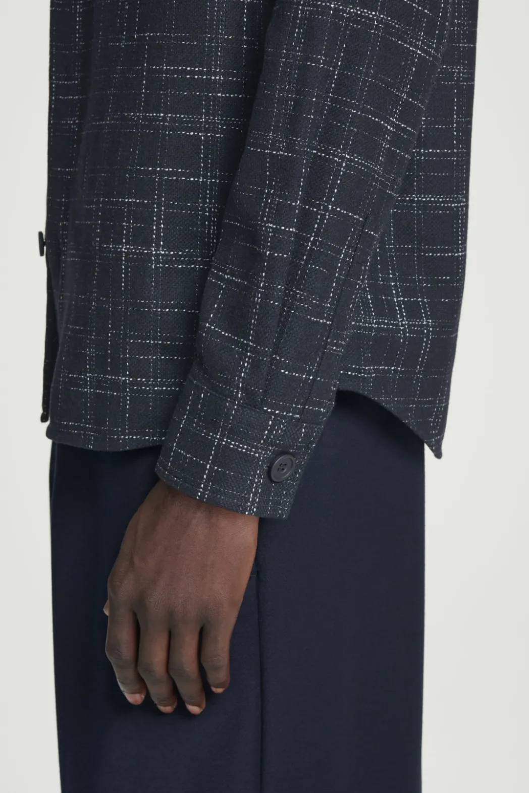 New COS CHECKED WOOL OVERSHIRT NAVY / CHECKED