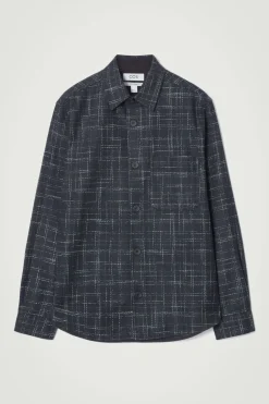 New COS CHECKED WOOL OVERSHIRT NAVY / CHECKED