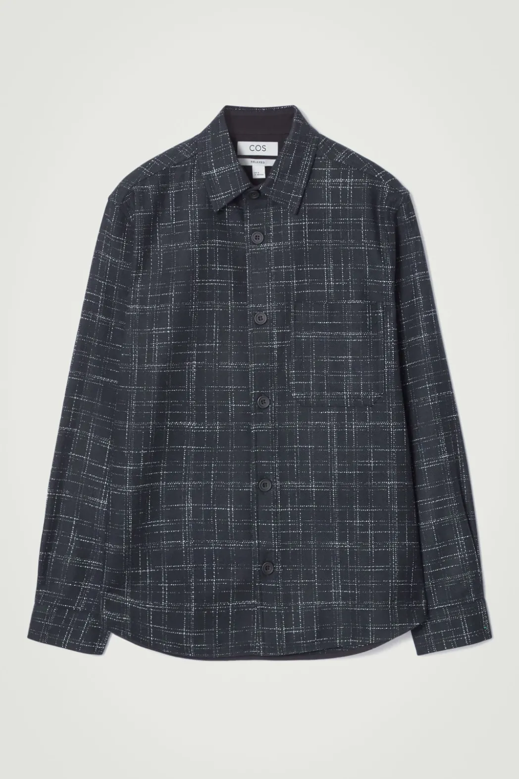 New COS CHECKED WOOL OVERSHIRT NAVY / CHECKED