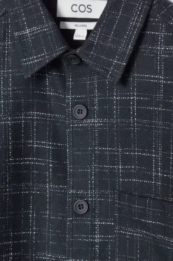 New COS CHECKED WOOL OVERSHIRT NAVY / CHECKED