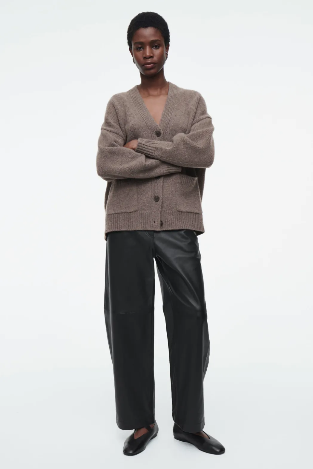 New COS CHUNKY CASHMERE-BLEND CARDIGAN MOLE