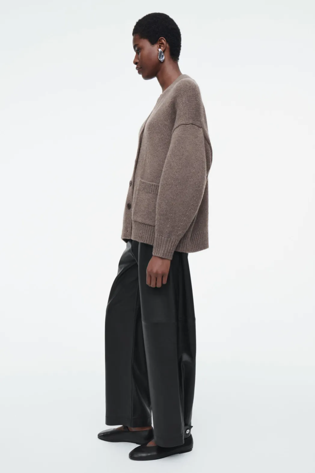 New COS CHUNKY CASHMERE-BLEND CARDIGAN MOLE