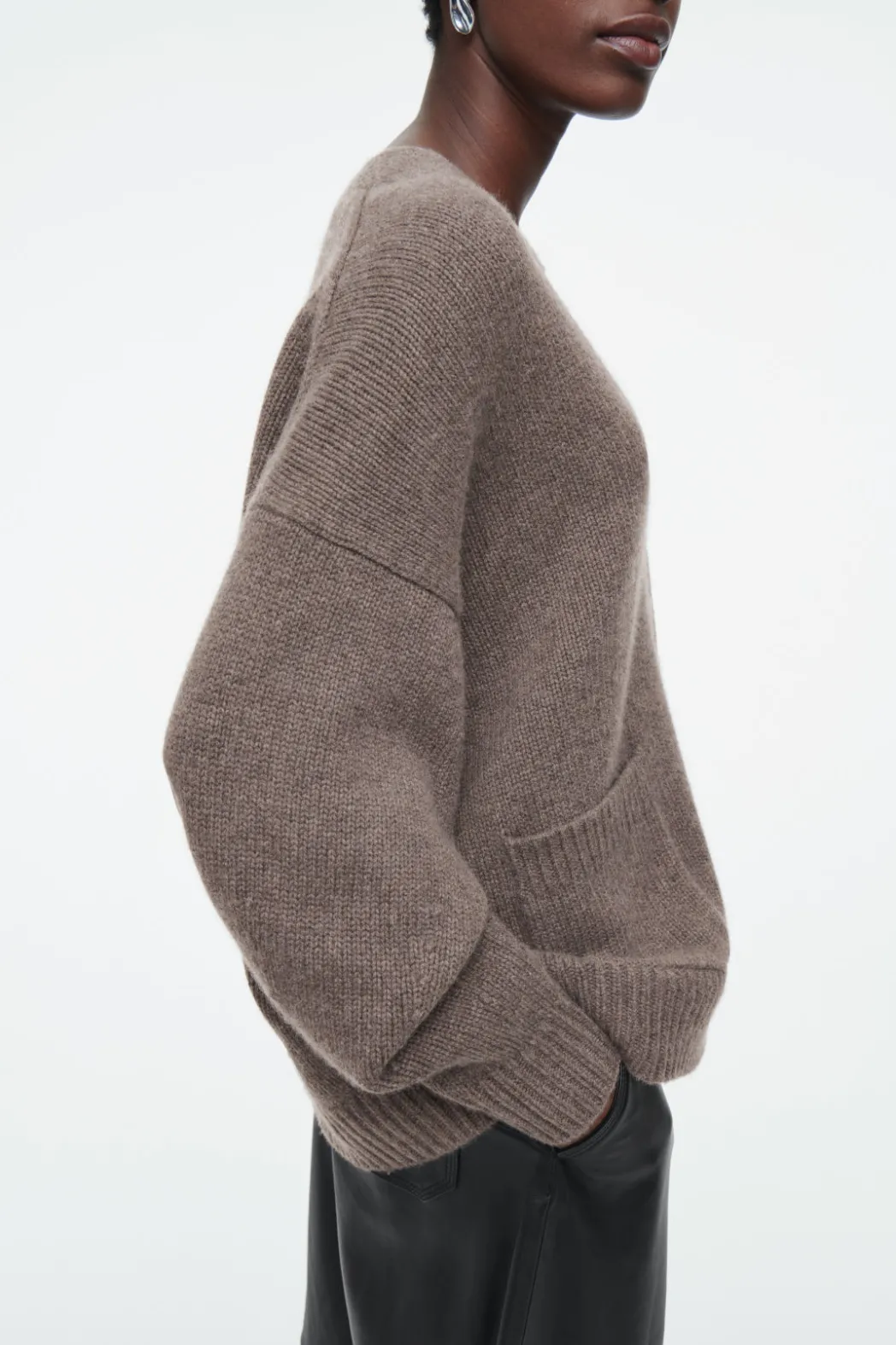 New COS CHUNKY CASHMERE-BLEND CARDIGAN MOLE