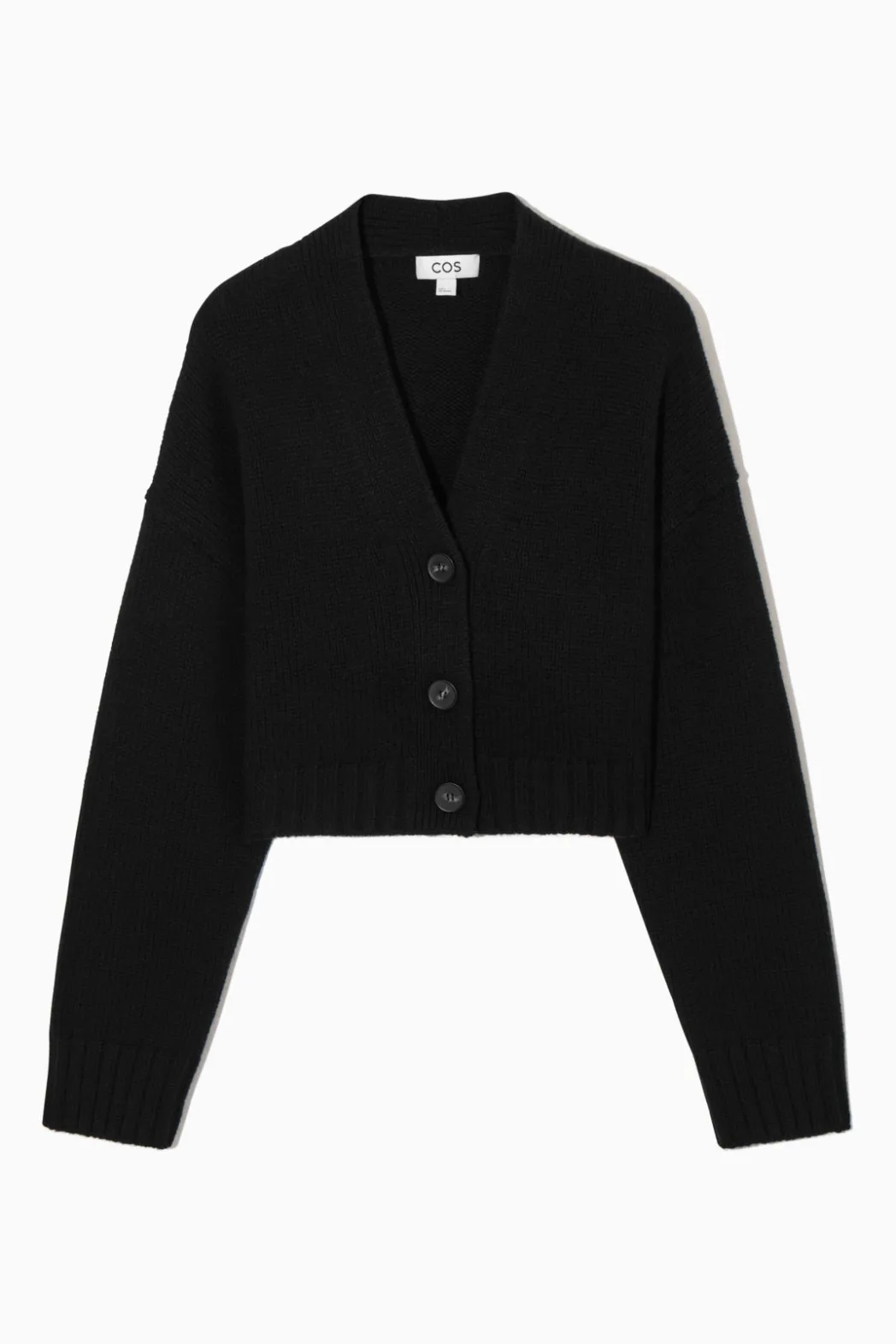 New COS CHUNKY CROPPED CASHMERE-BLEND CARDIGAN BLACK