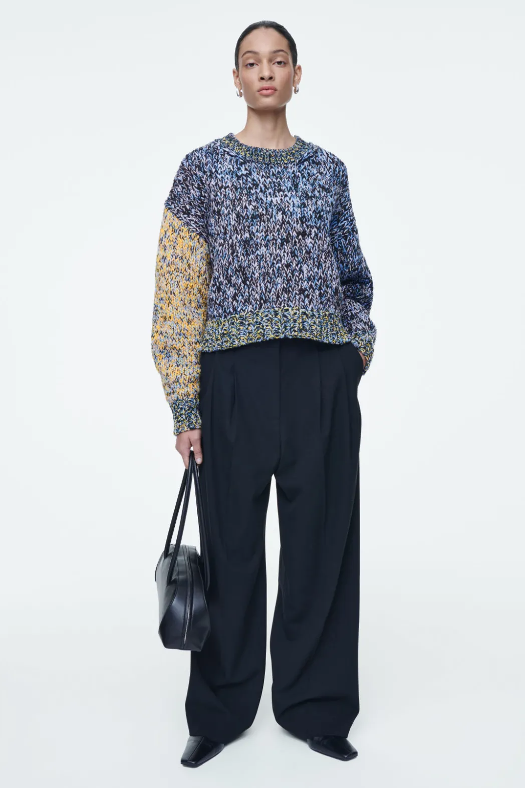 Online COS CHUNKY HAND-KNIT WOOL JUMPER MULTICOLORED