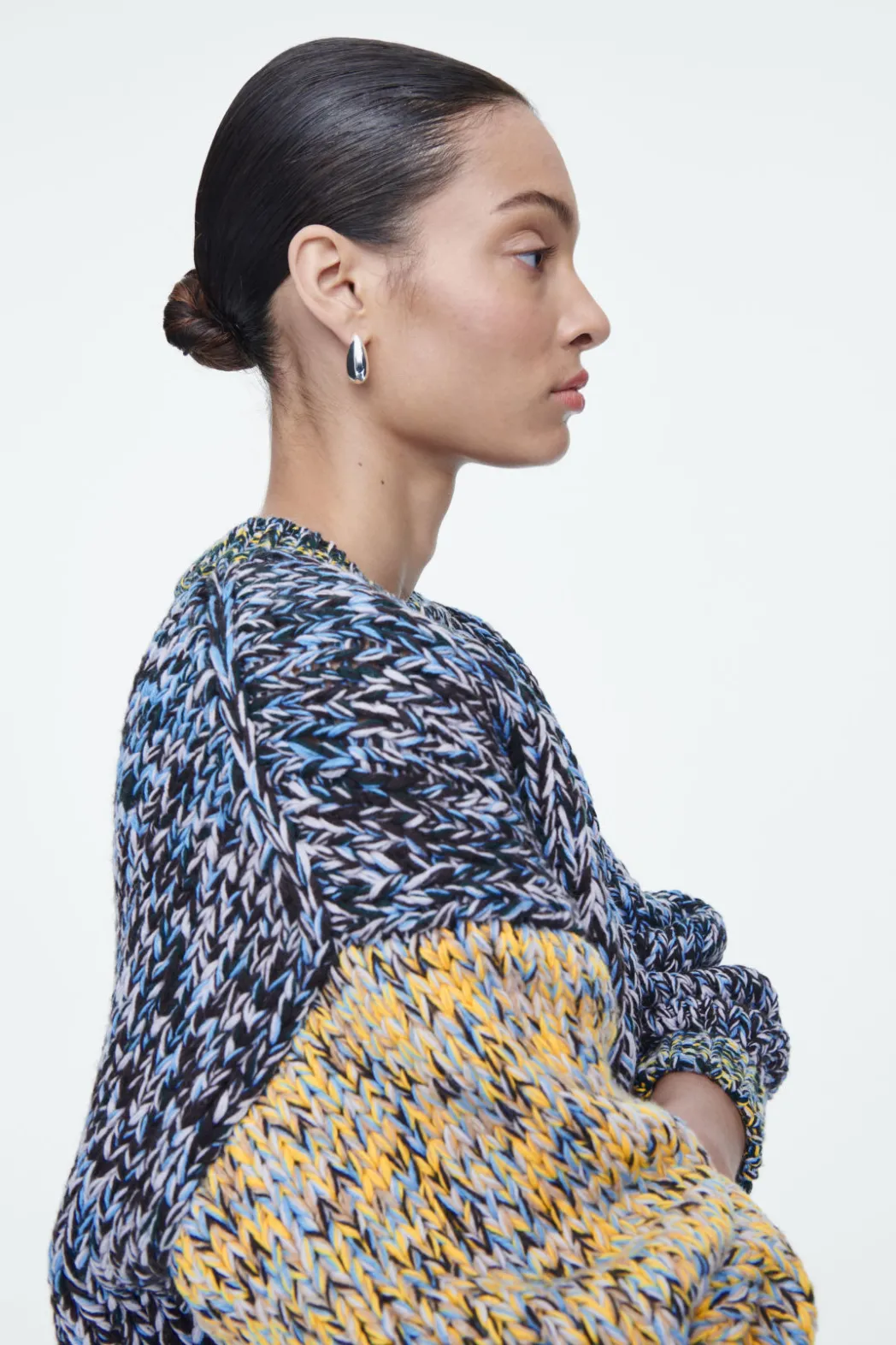 Online COS CHUNKY HAND-KNIT WOOL JUMPER MULTICOLORED