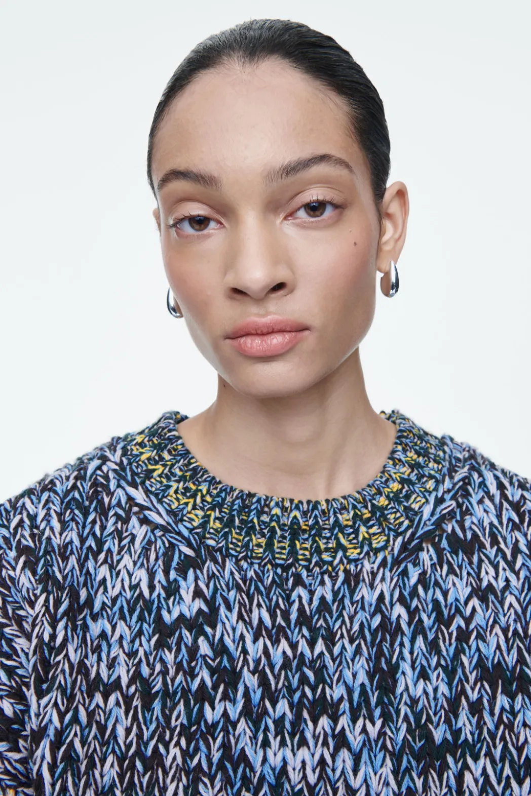 Online COS CHUNKY HAND-KNIT WOOL JUMPER MULTICOLORED