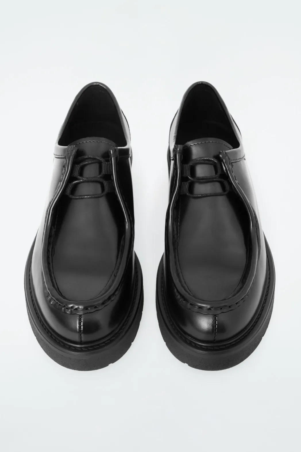 COS CHUNKY LEATHER LACE-UP SHOES BLACK