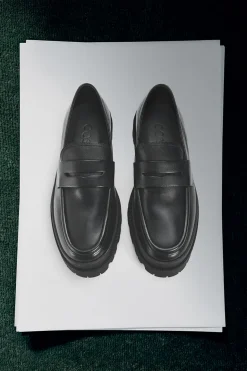 Sale COS CHUNKY LEATHER LOAFERS BLACK