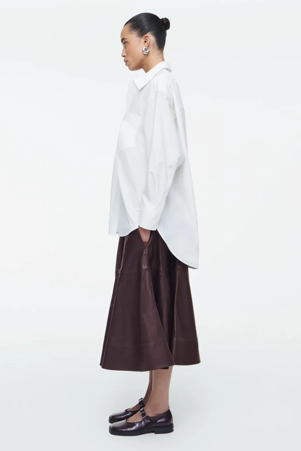 COS CHUNKY LEATHER MARY-JANE SHOES BORDEAUX