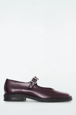 COS CHUNKY LEATHER MARY-JANE SHOES BORDEAUX