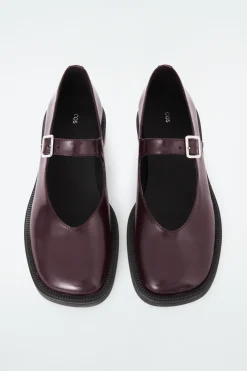 COS CHUNKY LEATHER MARY-JANE SHOES BORDEAUX