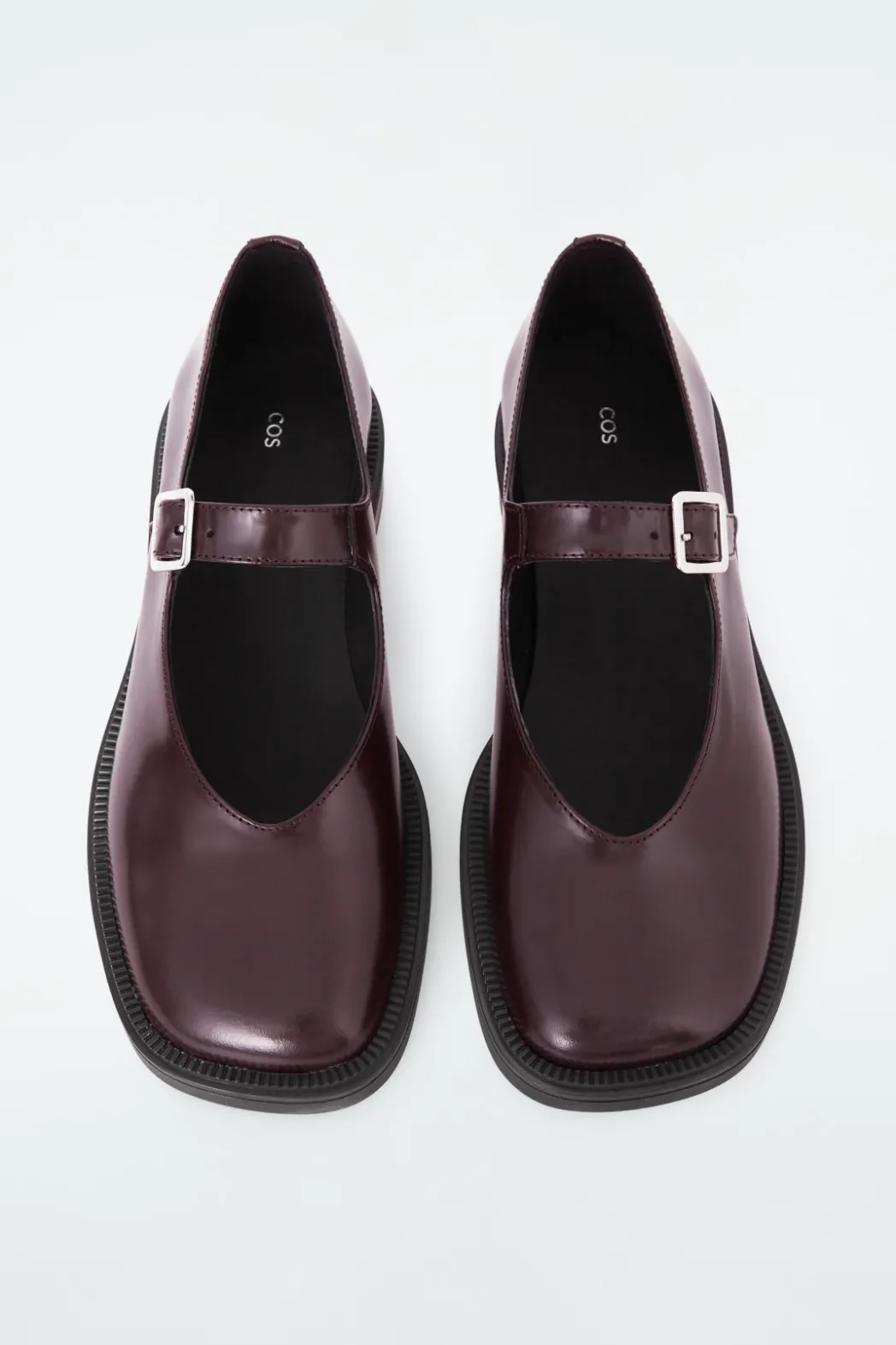 COS CHUNKY LEATHER MARY-JANE SHOES BORDEAUX