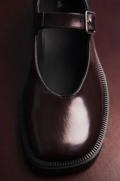 COS CHUNKY LEATHER MARY-JANE SHOES BORDEAUX