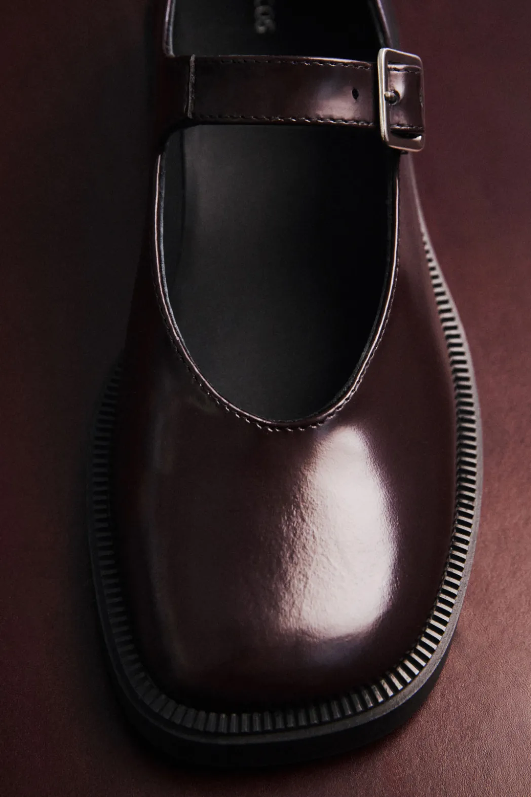 COS CHUNKY LEATHER MARY-JANE SHOES BORDEAUX