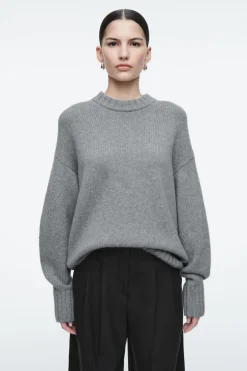 Hot COS CHUNKY PURE CASHMERE CREW-NECK SWEATER GRAY
