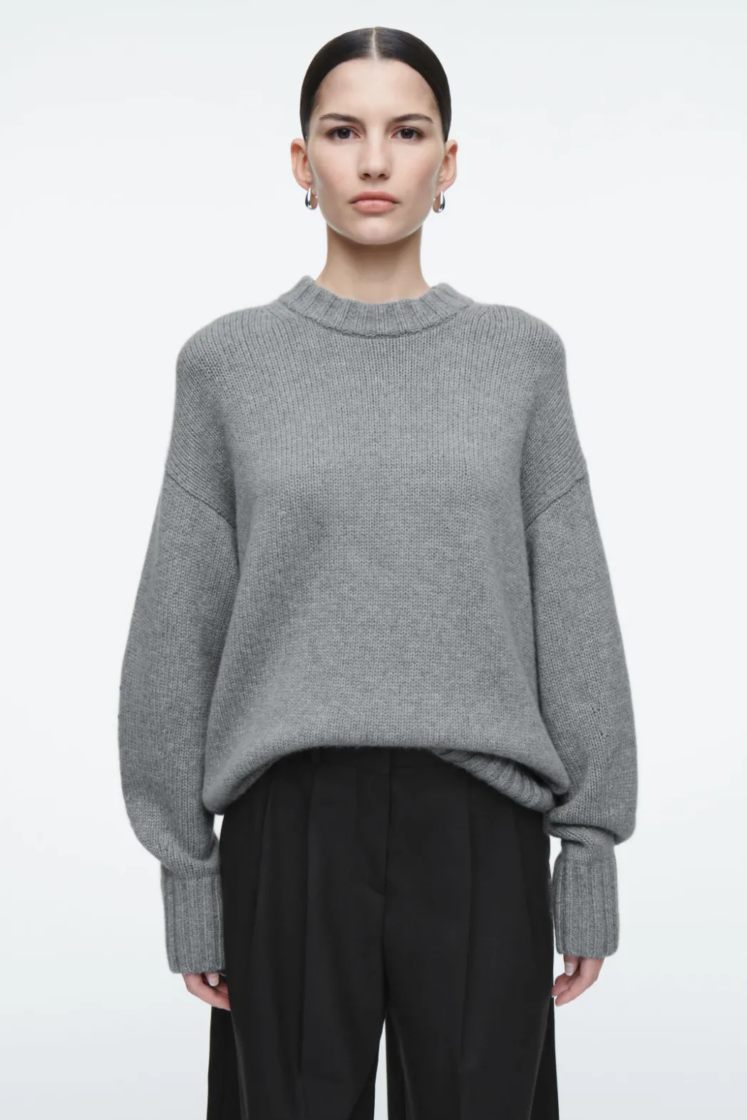 Hot COS CHUNKY PURE CASHMERE CREW-NECK SWEATER GRAY