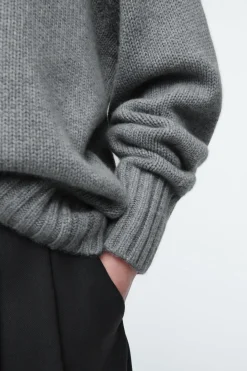 Hot COS CHUNKY PURE CASHMERE CREW-NECK SWEATER GRAY
