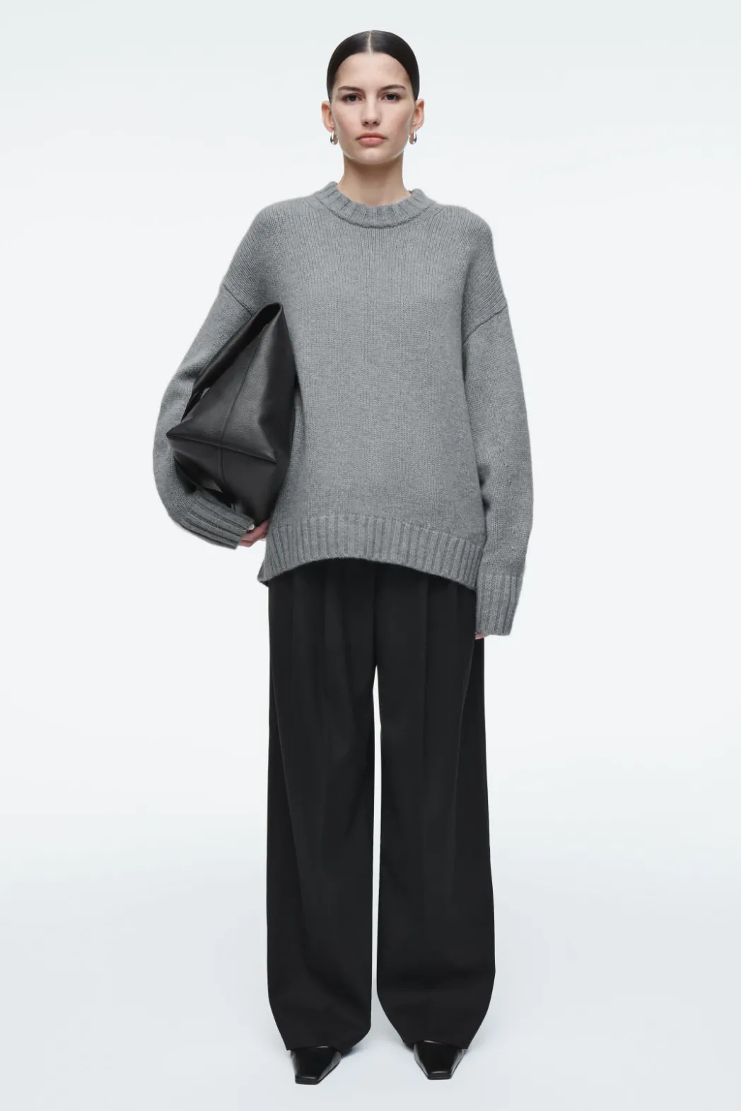 Hot COS CHUNKY PURE CASHMERE CREW-NECK SWEATER GRAY