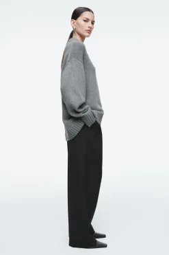 Hot COS CHUNKY PURE CASHMERE CREW-NECK SWEATER GRAY