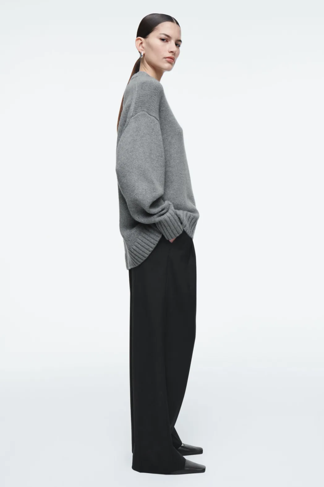 Hot COS CHUNKY PURE CASHMERE CREW-NECK SWEATER GRAY