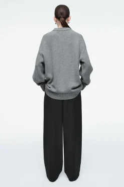 Hot COS CHUNKY PURE CASHMERE CREW-NECK SWEATER GRAY