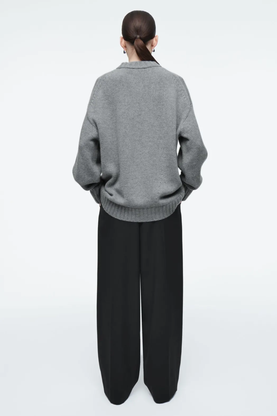 Hot COS CHUNKY PURE CASHMERE CREW-NECK SWEATER GRAY