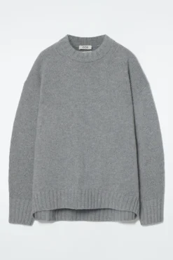 Hot COS CHUNKY PURE CASHMERE CREW-NECK SWEATER GRAY