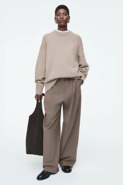 New COS CHUNKY PURE CASHMERE CREW-NECK SWEATER BEIGE