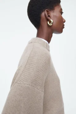 New COS CHUNKY PURE CASHMERE CREW-NECK SWEATER BEIGE