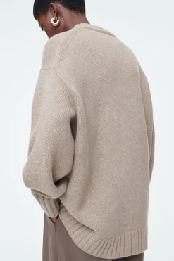 New COS CHUNKY PURE CASHMERE CREW-NECK SWEATER BEIGE