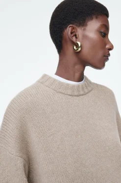 New COS CHUNKY PURE CASHMERE CREW-NECK SWEATER BEIGE