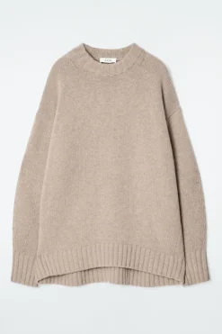 New COS CHUNKY PURE CASHMERE CREW-NECK SWEATER BEIGE