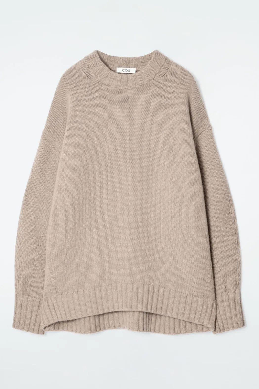 New COS CHUNKY PURE CASHMERE CREW-NECK SWEATER BEIGE