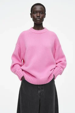 Best COS CHUNKY PURE CASHMERE CREW-NECK SWEATER PINK