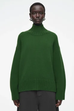 Online COS CHUNKY PURE CASHMERE TURTLENECK SWEATER DARK GREEN